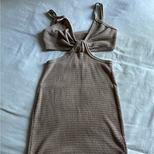 Elegant Tan Mini Dress